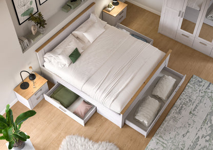 Bed system with wardrobe VERONA (W/H/D: approx. 0/0/0 cm) in Sibiu Larch replica/Sibiu Larch replica
