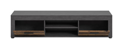Meuble TV bas JAM (L/H/P : env. 160/37/40 cm) en imitation chêne Wotan/gris