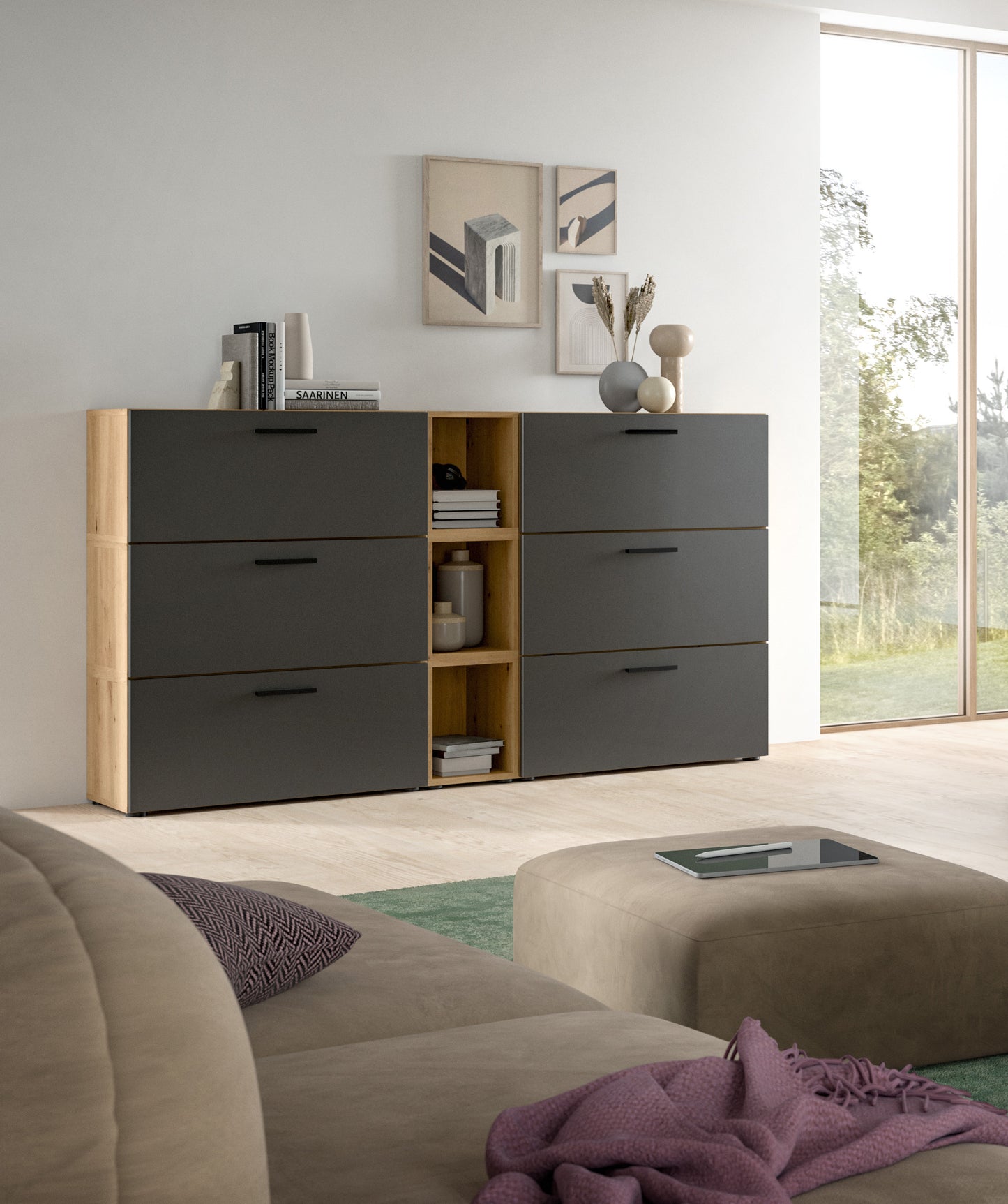 Homes & Jones Wohnwand 3-tlg. TV Möbel Modular Lowboard, Wohnzimmerschrank