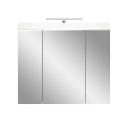 Viana Spiegelschrank inkl. Beleuchtung (B/H/T: 80x70x18 cm) in Spiegelglas und Weiß