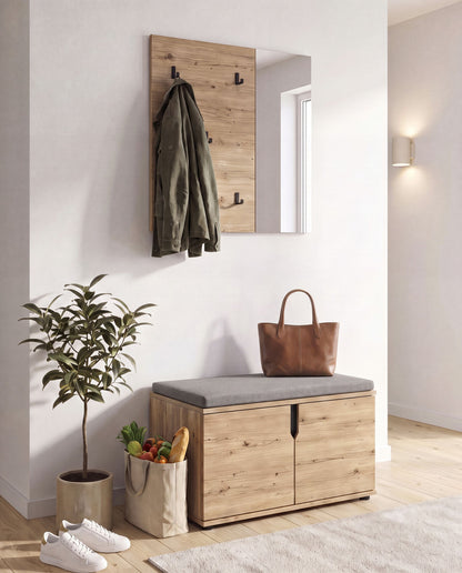 Keno Sitzbank inkl. Sitzkissen (B/H/T: 80x44x37 cm) in Artisan Eiche Nachbildung