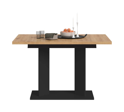 Table de salle à manger GUSTAV (L/H/P : env. 160/76/80 cm) en blanc/imitation chêne Artisan