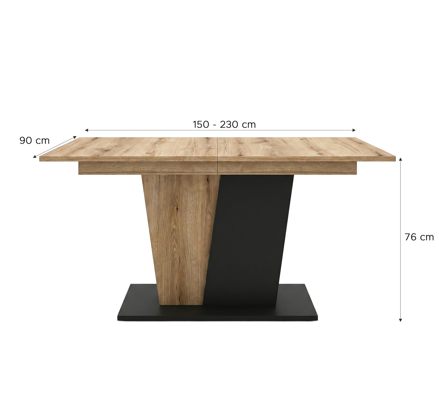 Molina Esstisch  (B/H/T: 150x76x90 cm) in Evoke Oak Nachbildung und Basalt grau