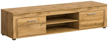 Meuble TV bas JAM (L/H/P : env. 160/37/40 cm) en imitation chêne Wotan/gris