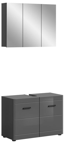 Ensemble de salle de bain SOFT (L/H/P : env. 80/190/34 cm) en gris/gris brillant
