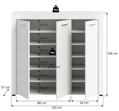 Homes & Jones Schuhschrank 120 cm breite, Garderobenschrank-Universalschrank