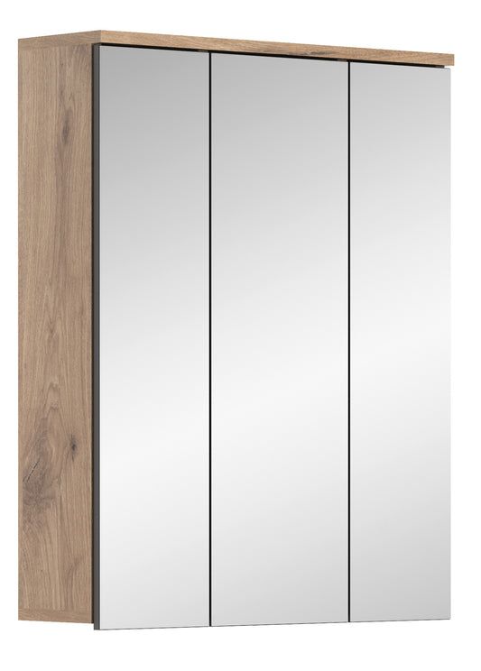 Armoire de toilette MASON (L/H/P : env. 60/77/18 cm) en imitation chêne Nox/verre miroir