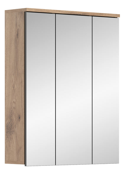 Spiegelschrank MASON (B/H/T: ca. 60/77/18 cm) in Nox Oak Nachbildung/Spiegelglas