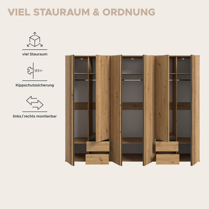 Homes & Jones Kleiderschrank 3-tlg., Schlafzimmerschrank 3x je 80 cm breit, 240 cm