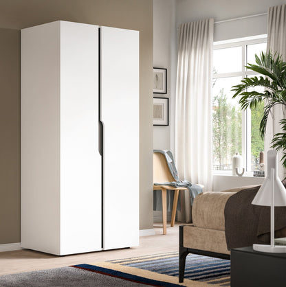Armoire 2 portes ANGA (L/H/P : env. 80/180/51 cm) en anthracite/imitation chêne Artisan