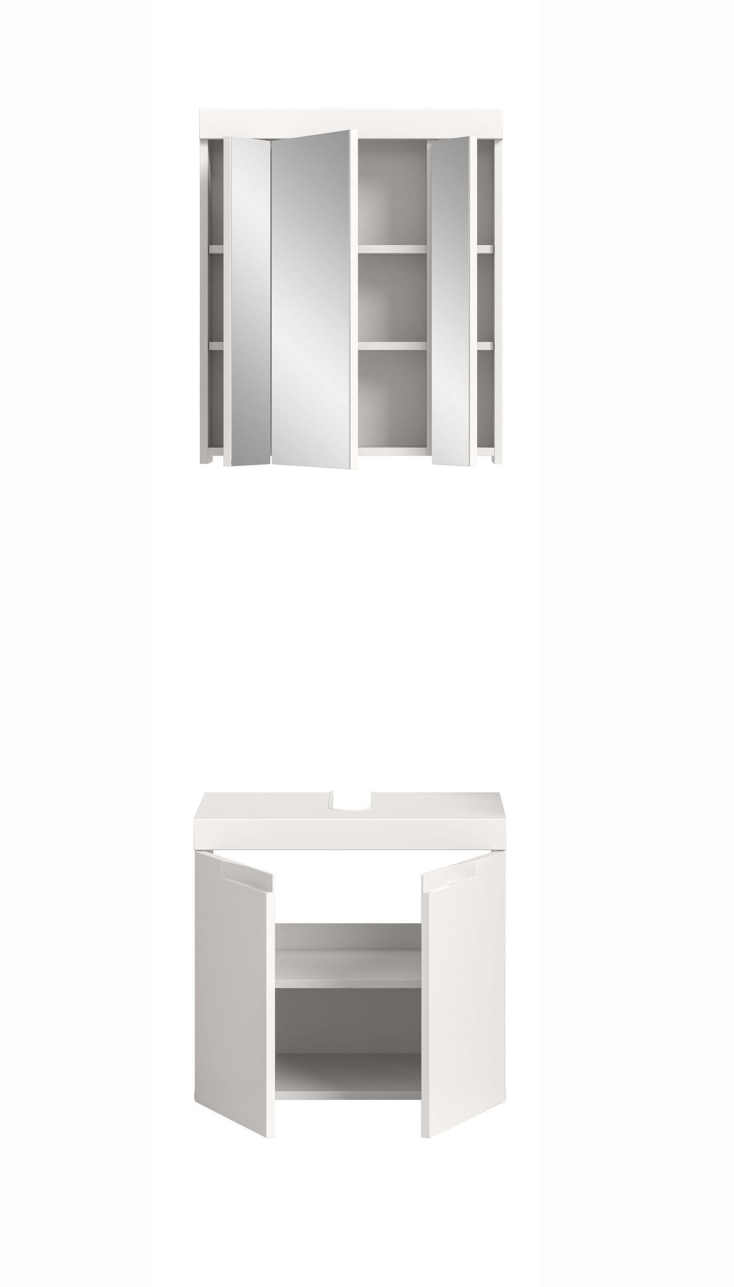 Viana Badkombination (B/H/T: 60x194x34 cm) in Weiß matt und Weiß