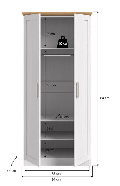 Wardrobe 2-door FLORENZ (W/H/D: approx. 84/185/54 cm) in Sibiu Larch finish/Sibiu Larch finish