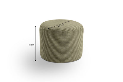 Runder Cord-Hocker mit weicher Polsterung, khaki, Maßangaben (51 cm, 41 cm)