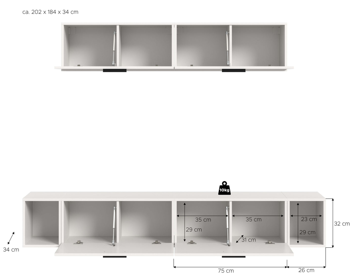 Homes & Jones Wohnwand 2-tlg. TV Möbel Modular Lowboard, Wohnzimmerschrank