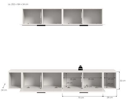 Homes & Jones Wohnwand 2-tlg. TV Möbel Modular Lowboard, Wohnzimmerschrank