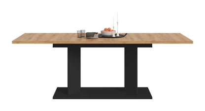 Table de salle à manger GUSTAV (L/H/P : env. 220/76/100 cm) en blanc/imitation chêne Artisan