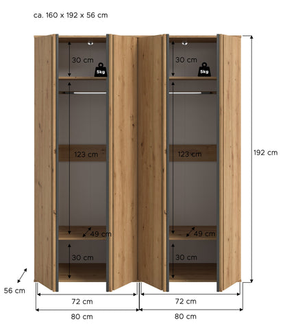 Homes & Jones Kleiderschrank 2-tlg., Schlafzimmerschrank 2x je 80 cm breit, 160 cm