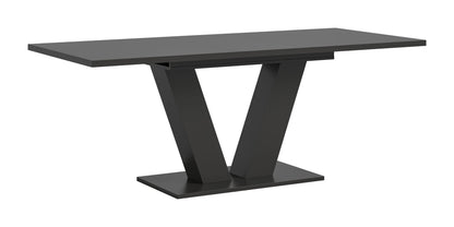 Esstisch mit X-Gestell, dunkle Tischplatte und dunkles Metallgestell
