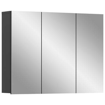 Homes & Jones Badspiegelschrank 3-türig, grau, 80 cm breit, dreifache Spiegelfront