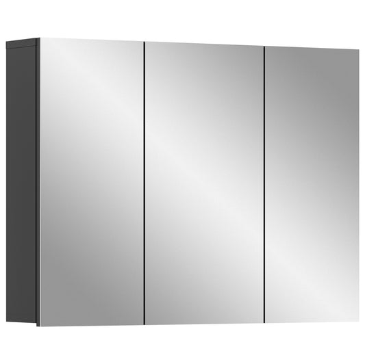 Homes & Jones Badspiegelschrank 3-türig, grau, 80 cm breit, dreifache Spiegelfront