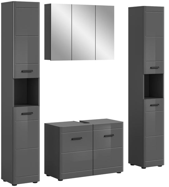 Ensemble de salle de bain SOFT (L/H/P : env. 170/190/34 cm) gris/gris brillant