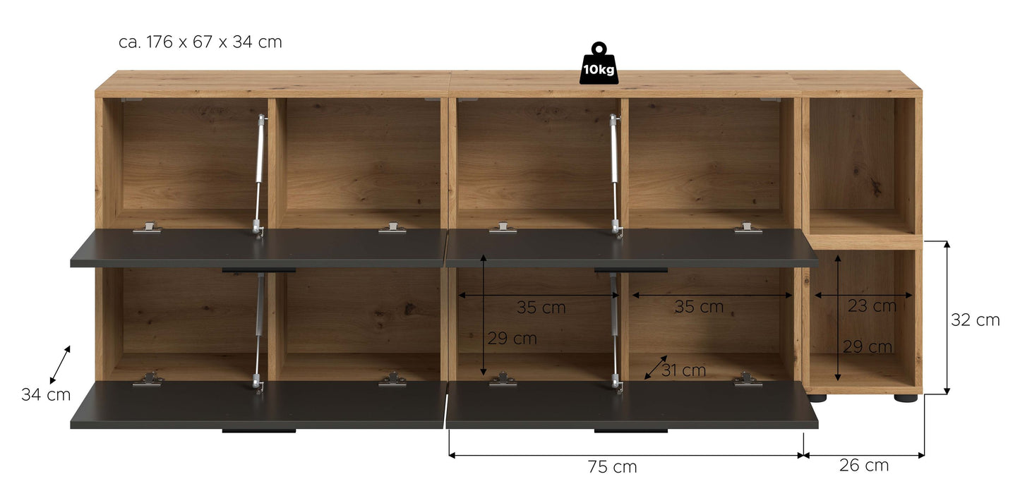 Homes & Jones Wohnwand 2-tlg. TV Möbel Modular Lowboard, Wohnzimmerschrank