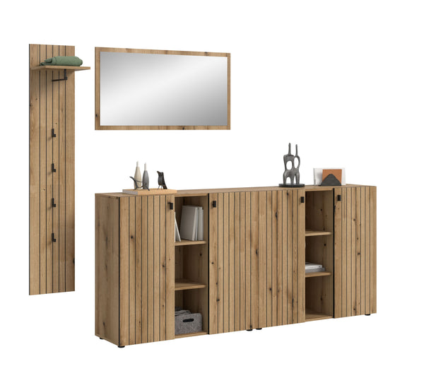 Garderoben-Set STATION (B/H/T: ca. 258/192/37 cm) in Evoke Oak Nachbildung/Evoke Oak Nachbildung