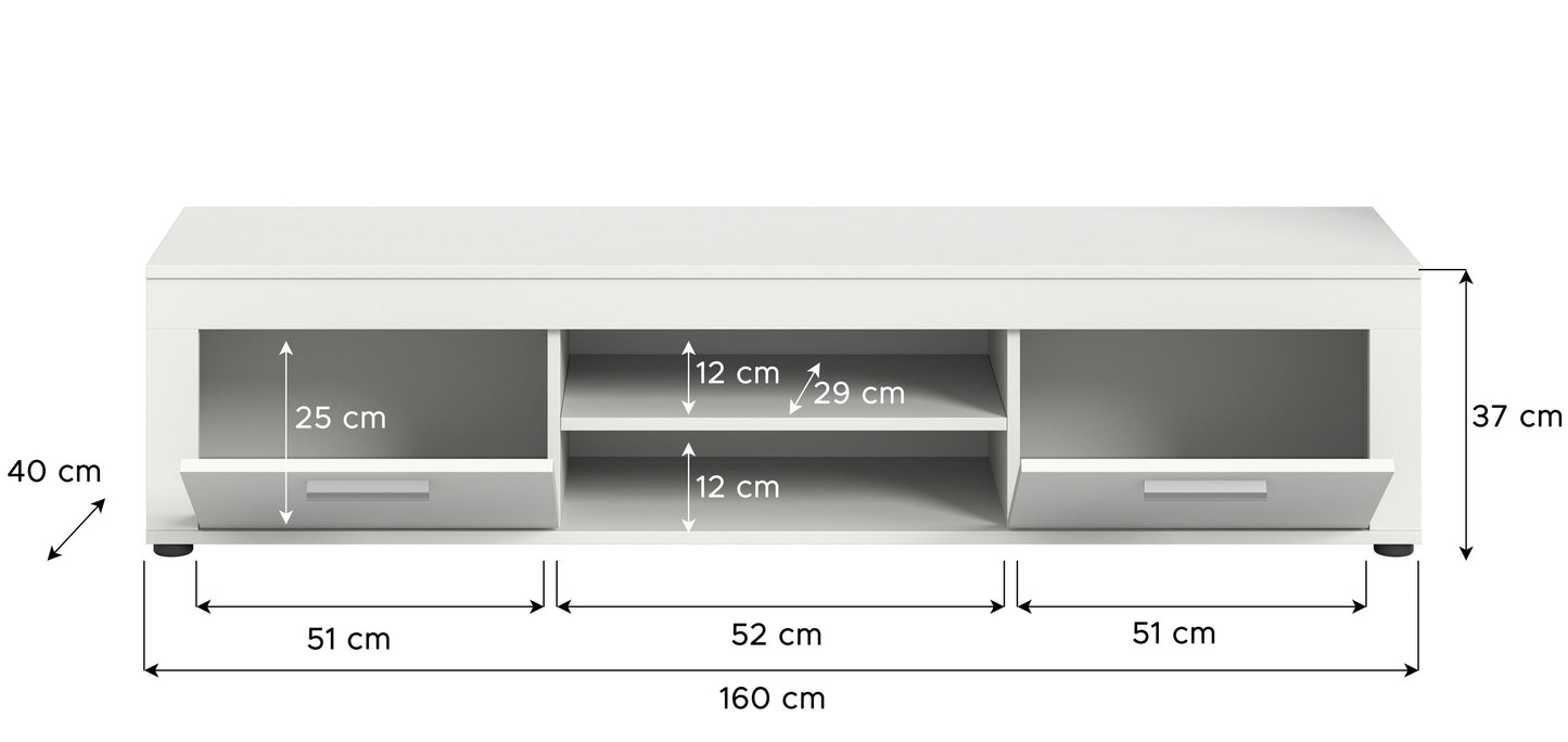 Meuble TV bas JAM (L/H/P : env. 160/37/40 cm) en imitation chêne Wotan/gris