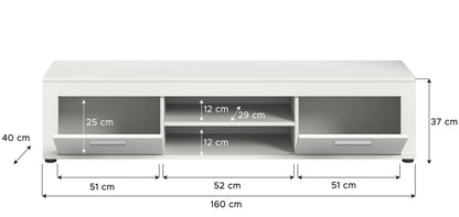 Meuble TV bas JAM (L/H/P : env. 160/37/40 cm) en imitation chêne Wotan/gris