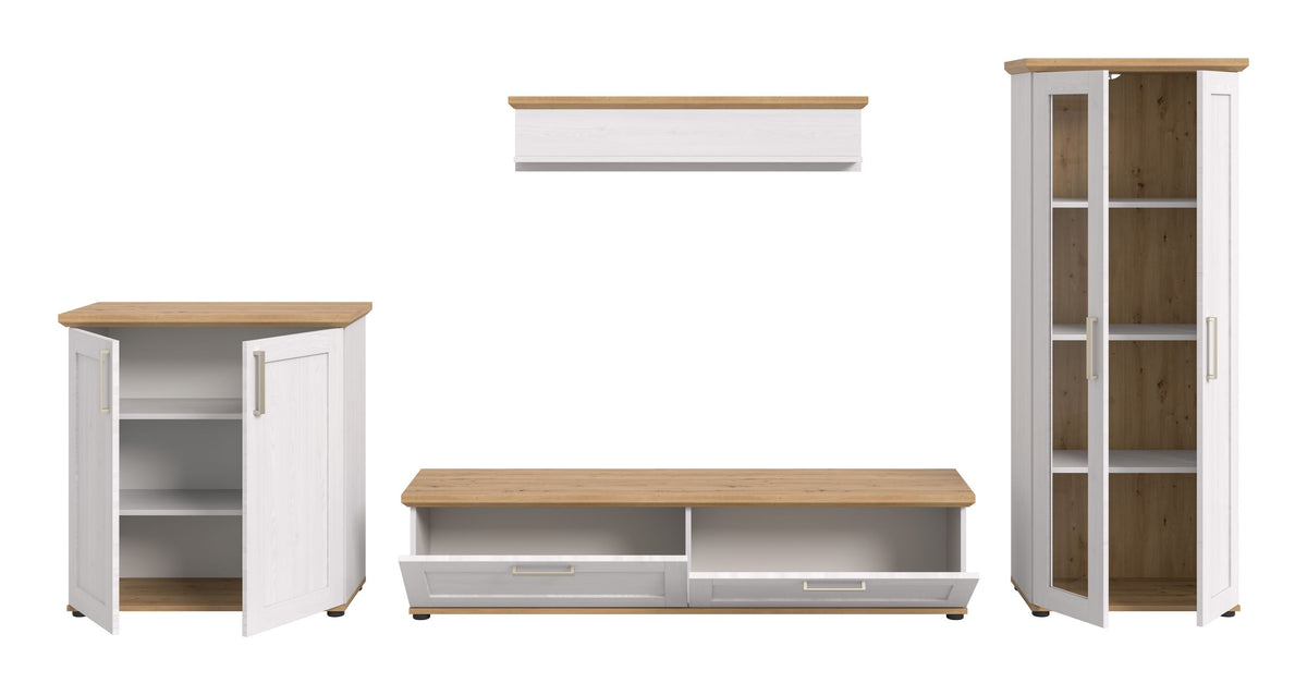 VERONA wall unit (W/H/D: approx. 336/161/40 cm) in Sibiu Larch reproduction/Sibiu Larch reproduction
