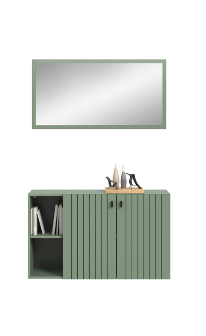Ensemble de vestiaire STATION (L/H/P : env. 106/192/37 cm) en vert fumé/vert fumé