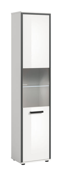 Badschrank KOJAK (B/H/T: ca. 40/188/34 cm) in weiß/weiß hochglanz