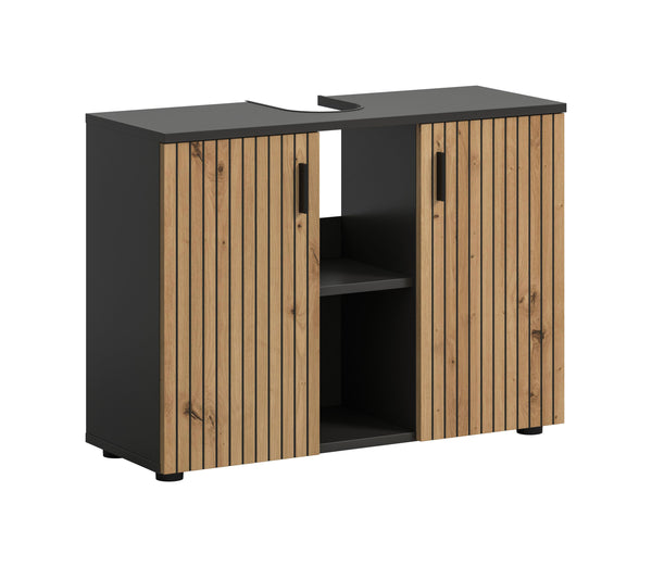 Waschbeckenunterschrank MONE (B/H/T: ca. 80/59/30 cm) in Basalt grau/Artisan Oak Nachbildung