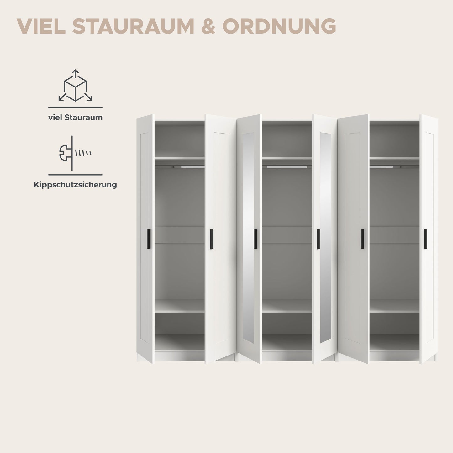 Combinaison d'armoires VISBY (L/H/P : env. 240/194/56 cm) en blanc/blanc
