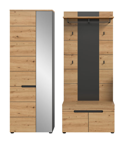 Homes & Jones Garderobenset 3-tlg., 1x Paneel, Sitzbank, Schrank mit Spiegel