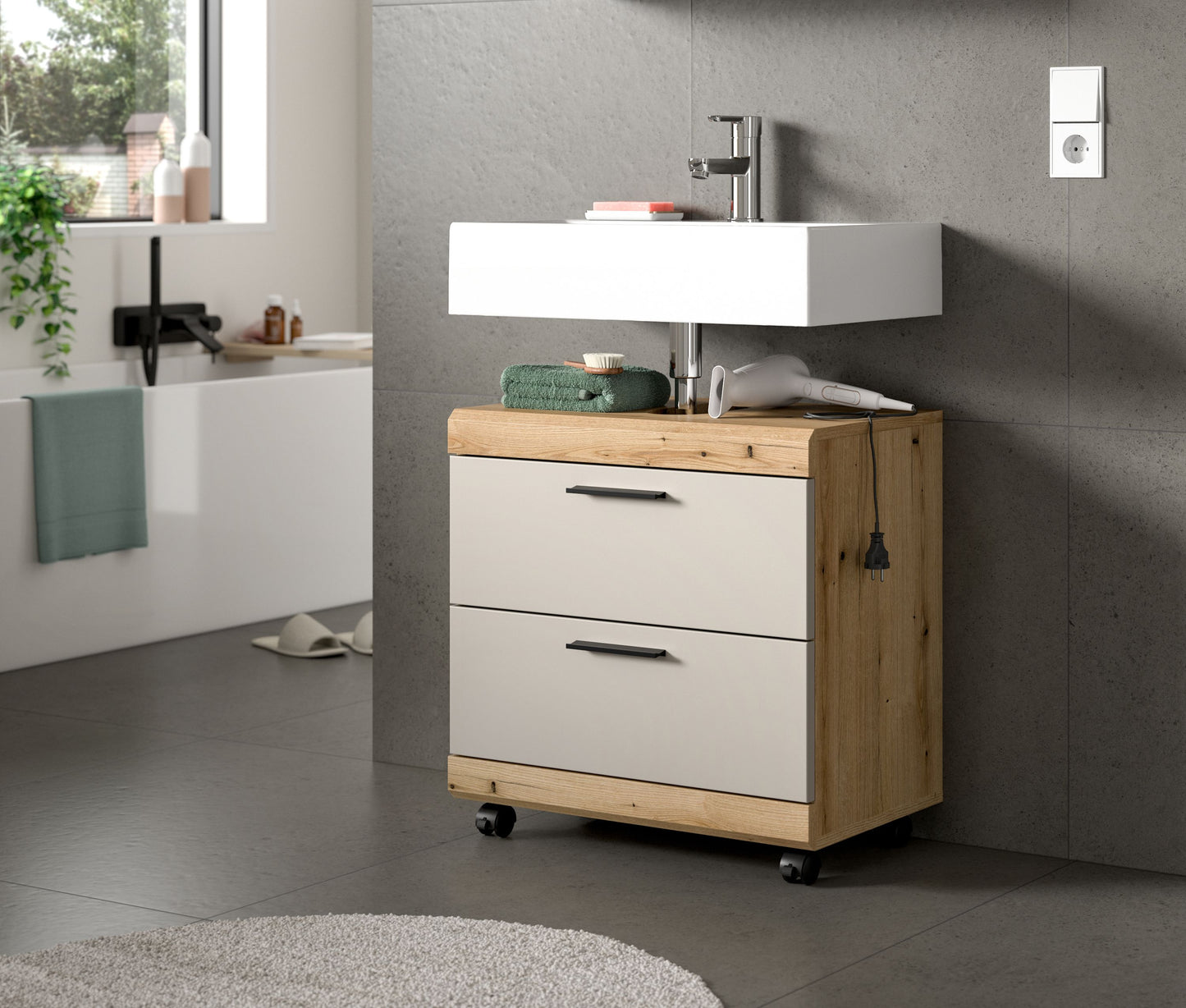 Homes & Jones Waschbeckenunterschrank auf Rollen, Schrank easy to handle