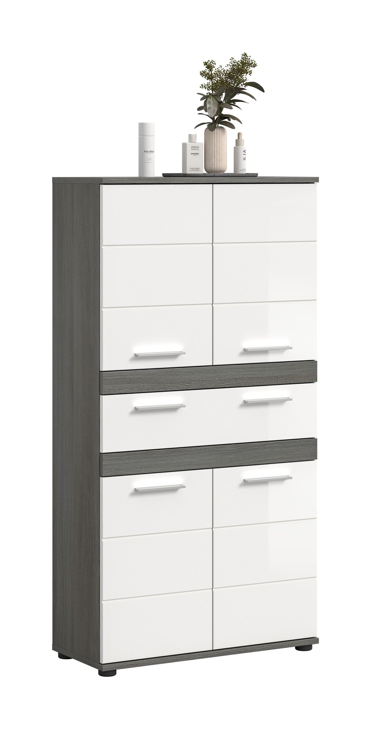 Blake Hochschrank (B/H/T: 70x137x31 cm) in Salbei und Artisan Eiche Nachbildung