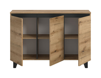 Buffet TOMASA (L/H/P : env. 120/84/36 cm) en imitation Chêne Evoke/imitation Chêne Evoke