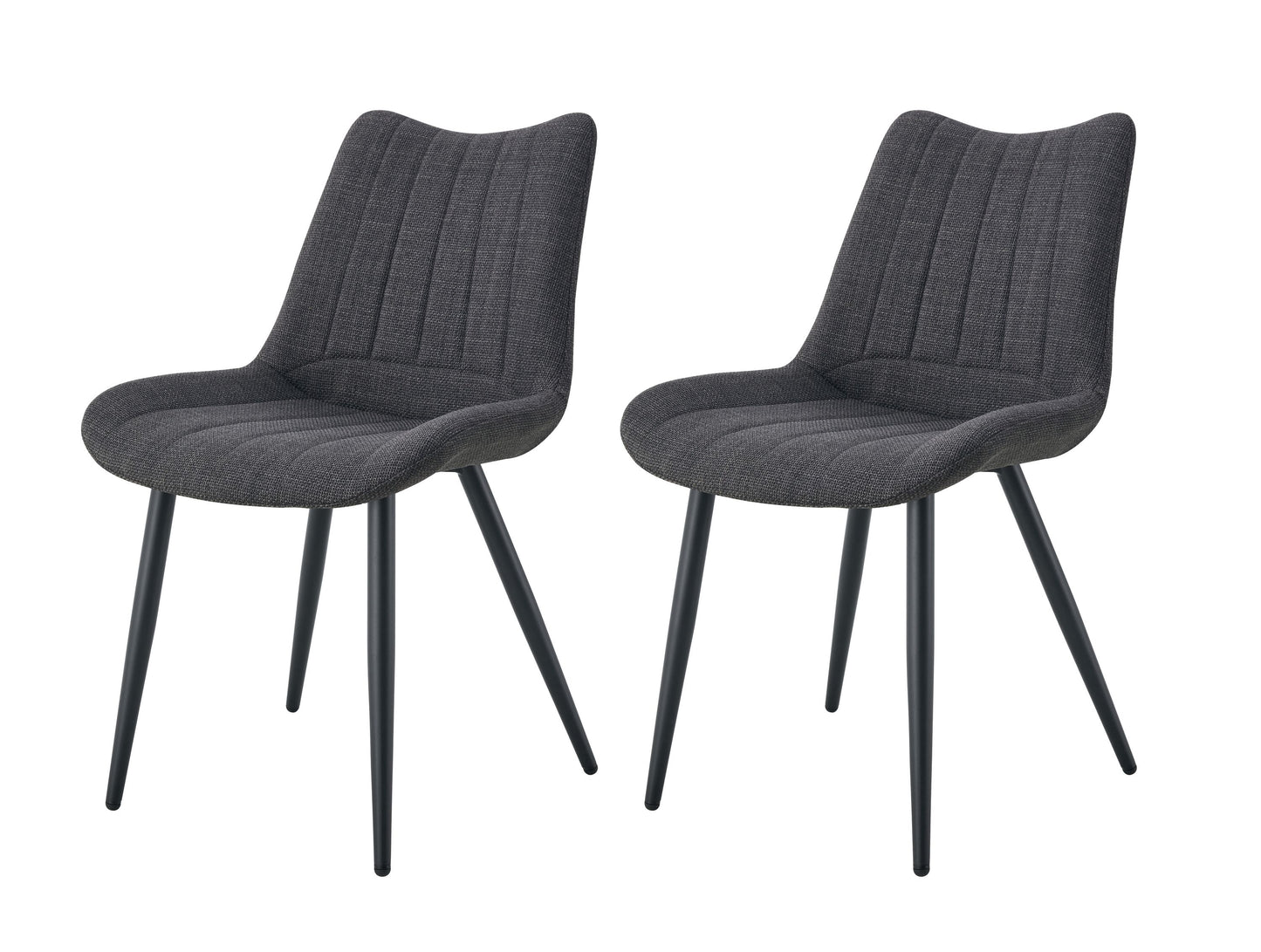 Homes & Jones Esszimmerstuhl-2er-Set, anthrazit Stoff, gepolsterte Sitz- und Rücklehne, 4 Beine