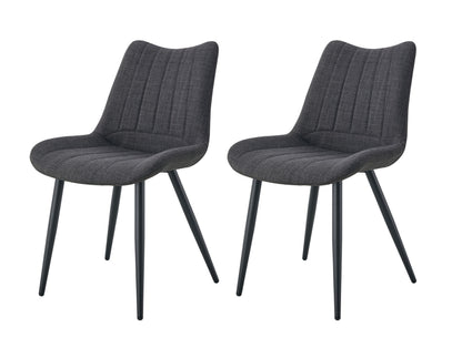 Homes & Jones Esszimmerstuhl-2er-Set, anthrazit Stoff, gepolsterte Sitz- und Rücklehne, 4 Beine