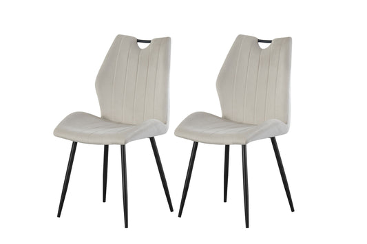 Stuhl Sevilla 2er Set – Samt Esszimmerstuhl mit Metallgriff & stabilem Gestell