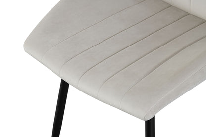 Homes & Jones Esszimmerstuhl im 2er-Set, cremefarbener Polsterbezug, schwarze Beine