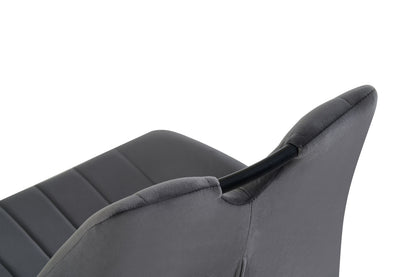 Polsterstuhl mit Armlehnen, anthrazitfarbenes Sitz- und Rückenkissen