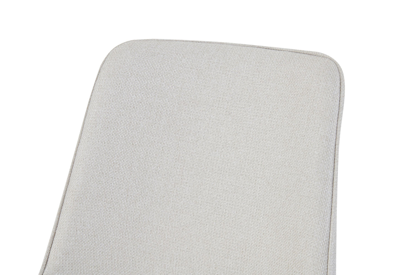 Gepolsterte Rückenlehne eines Esszimmerstuhls in Creme, rund und abgerundet