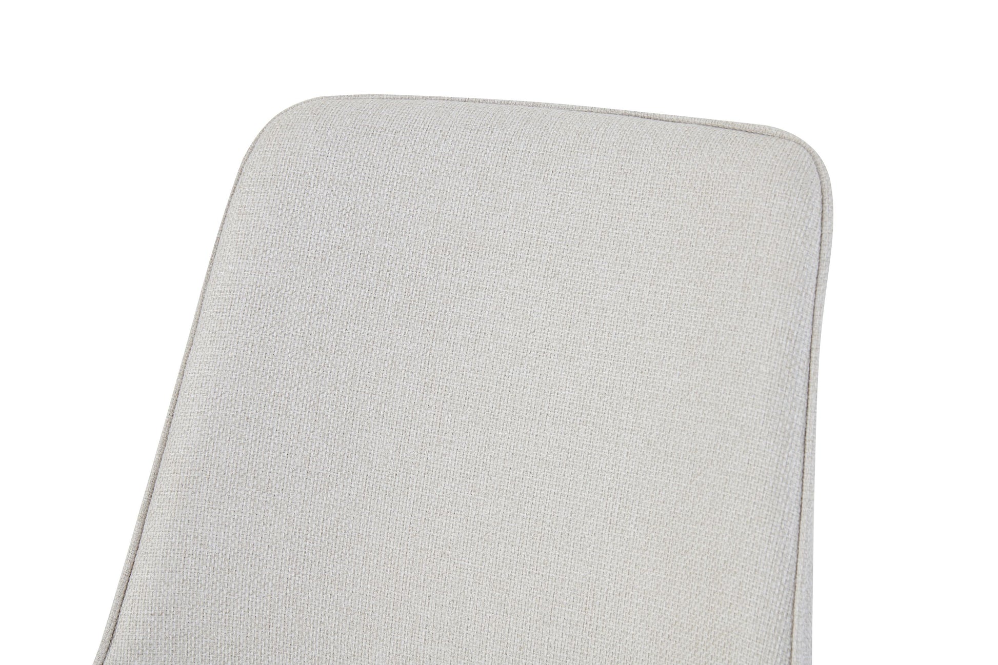 Gepolsterte Rückenlehne eines Esszimmerstuhls in Creme, rund und abgerundet