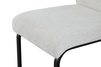 Esszimmerstuhl mit Stoffbezug in Creme, gepolsterter Sitz und Rückenlehne