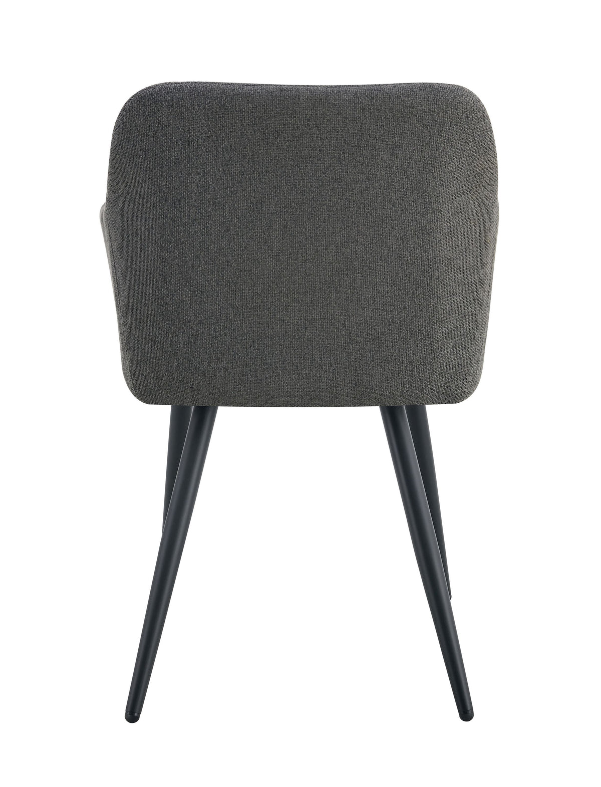 Anthrazitfarbener gepolsterter Esszimmerstuhl mit glatter Rückseite, schmale Metallbeine