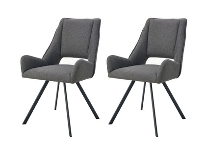 Schwingstuhl-Set (2 Stk.) mit anthrazitfarbenem Stoffbezug und schwarzem Metallgestell