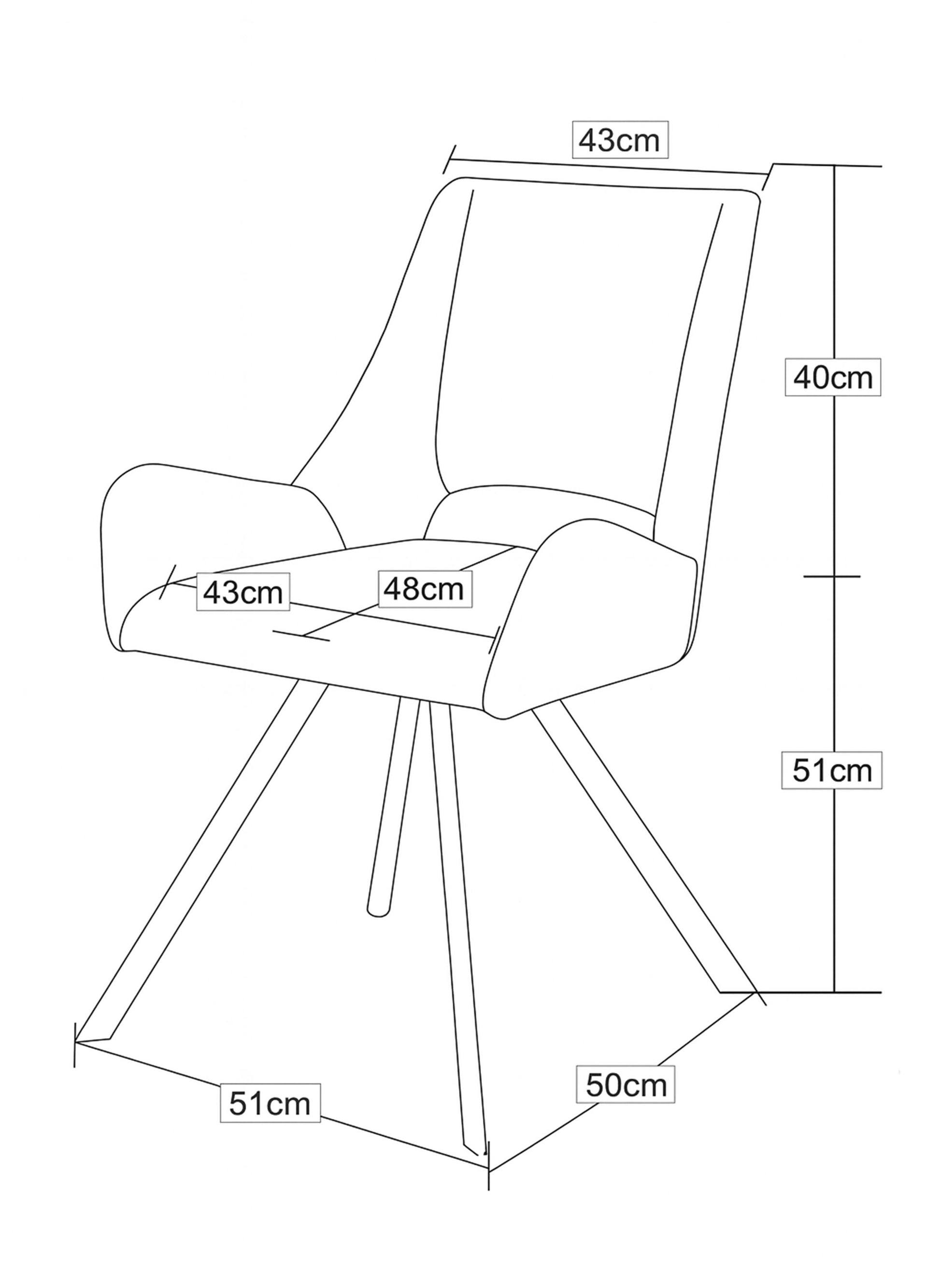Maßskizze Schwingstuhl: Sitz- und Standmaße in cm