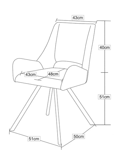 Maßskizze Schwingstuhl: Sitz- und Standmaße in cm